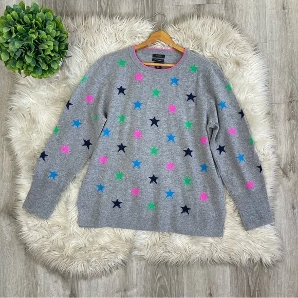 Halogen Cashmere Star Print Colorful Sweater - Picture 1 of 8